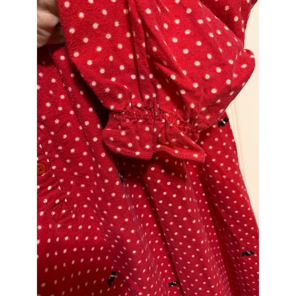 Vintage Granny Red PolkaDot Nightgown Long Sleeve Ruffle Hem Smocked Neckline 1X - Picture 5 of 9